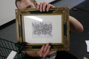 Rick Darnell showcases ready-to-borrow art from a local Tenderloin artist